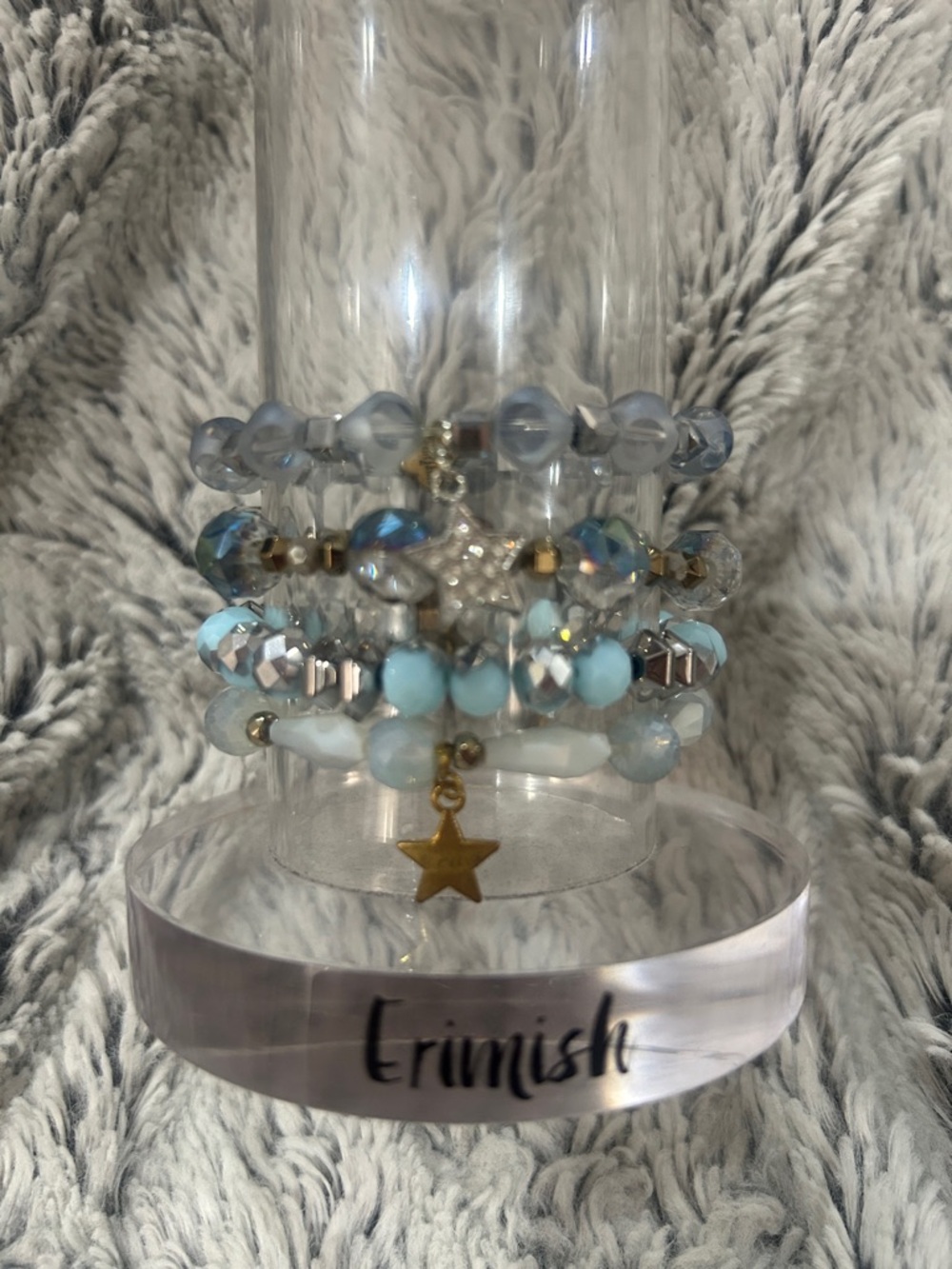 Erimish Kids (gem jams) Blue, Silver & Gold Star Beaded Stack Bracelet Set